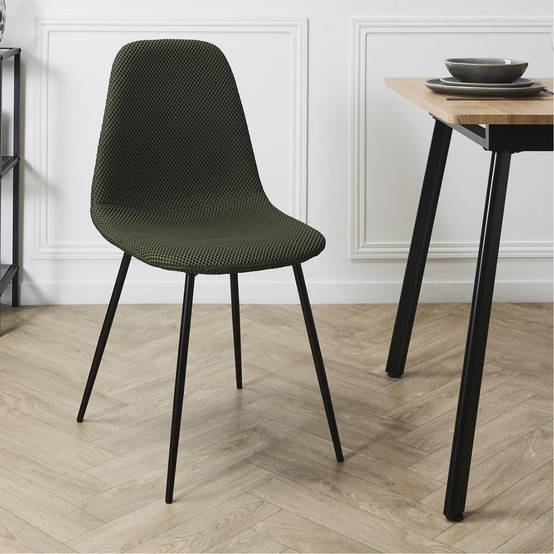 Lot de 6 chaises en tissu texturé maille 3D kaki - ELECTRON - Image 2