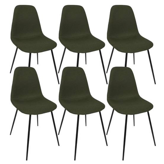 Lot de 6 chaises en tissu texturé maille 3D kaki - ELECTRON - Image 1