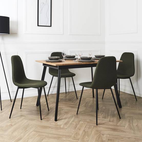 Lot de 6 chaises en tissu texturé maille 3D kaki - ELECTRON - Image 10