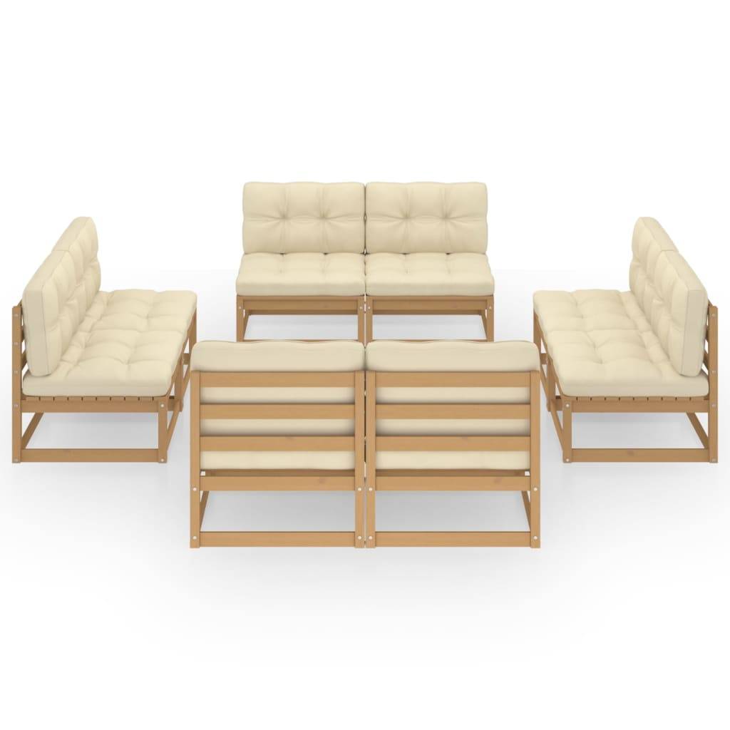 Helloshop26 - Salon de jardin meuble d'extérieur ensemble de mobilier 8 pièces avec coussins bois de pin massif - Imagen 2