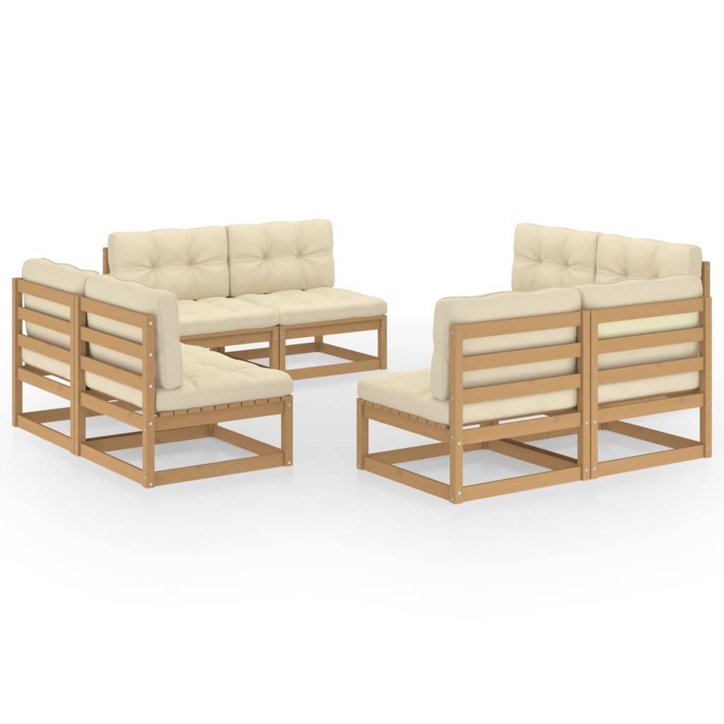 Helloshop26 - Salon de jardin meuble d'extérieur ensemble de mobilier 8 pièces avec coussins bois de pin massif - Imagen 1
