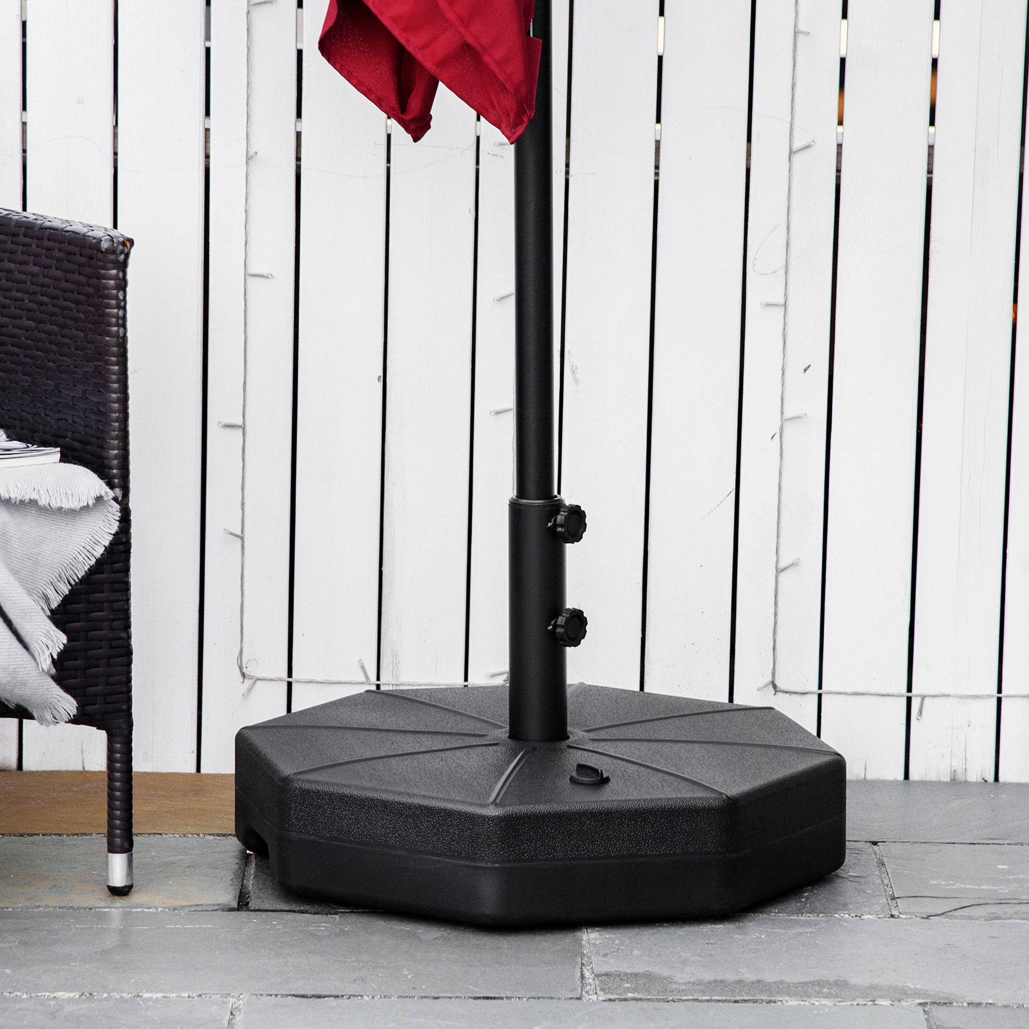 Pied de parasol octogonal en HDPE pour jardin lestable 40kg grande stabilité 60cm noir - ComfortXL Outdoor Living - Image 4