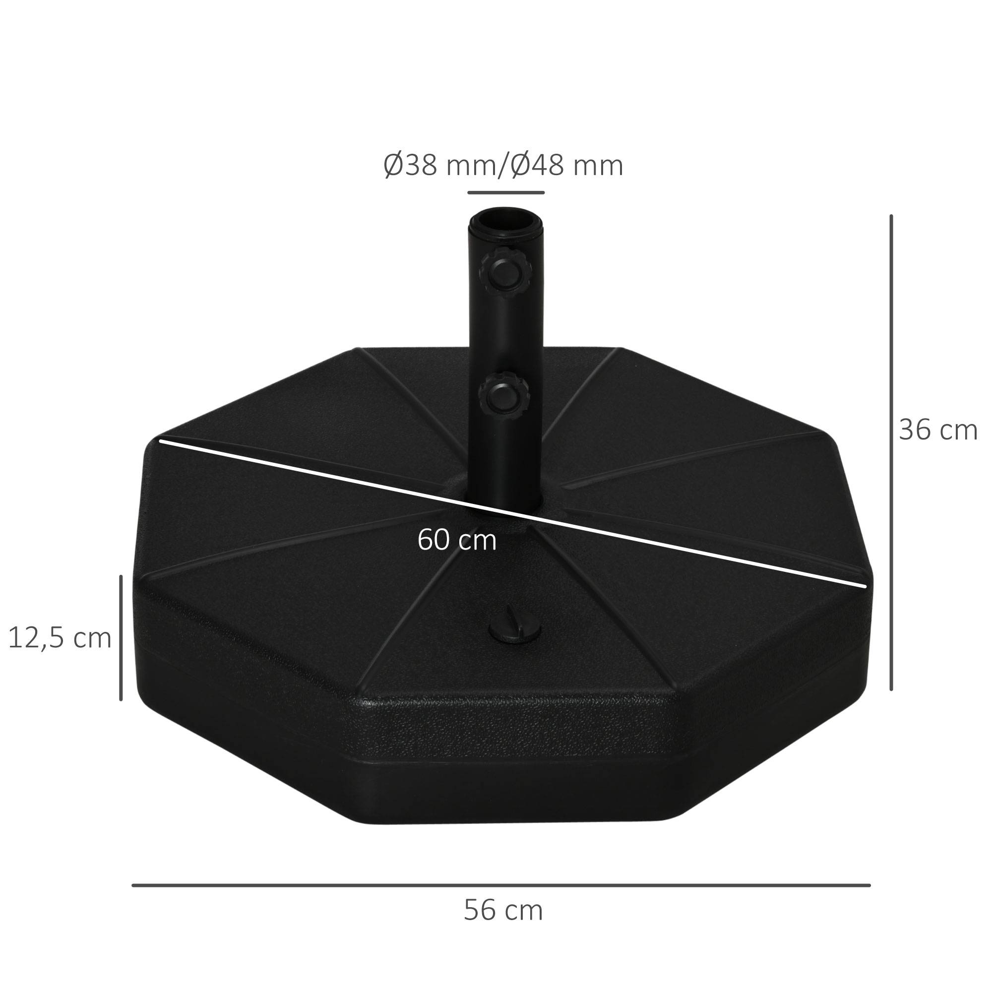 Pied de parasol octogonal en HDPE pour jardin lestable 40kg grande stabilité 60cm noir - ComfortXL Outdoor Living - Image 5