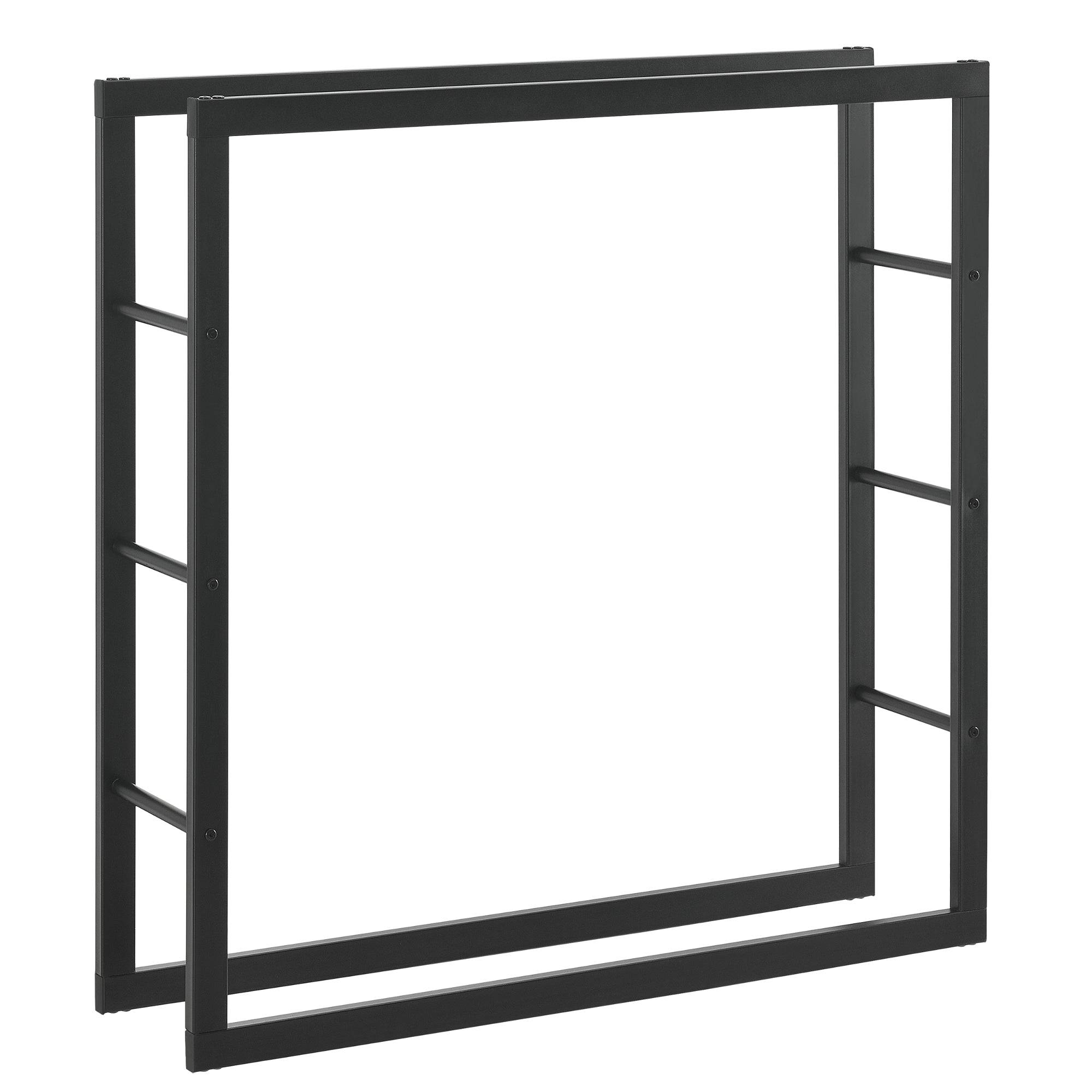 Helloshop26 - Porte-bûches robuste range-bûches solide support pour bois de chauffage rangement efficace pour intérieur extérieur acier laqué 100 cm noir - Imagen 1