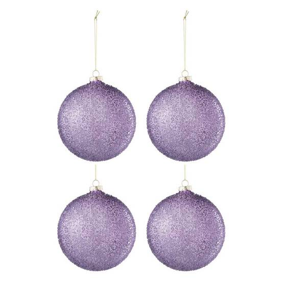 Lot de 4 Boules de Noël "Perla" 12cm Mauve