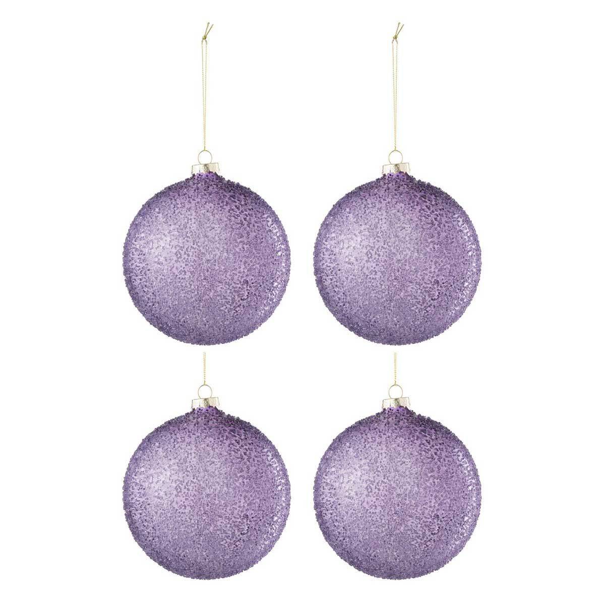 Lot de 4 Boules de Noël "Perla" 12cm Mauve