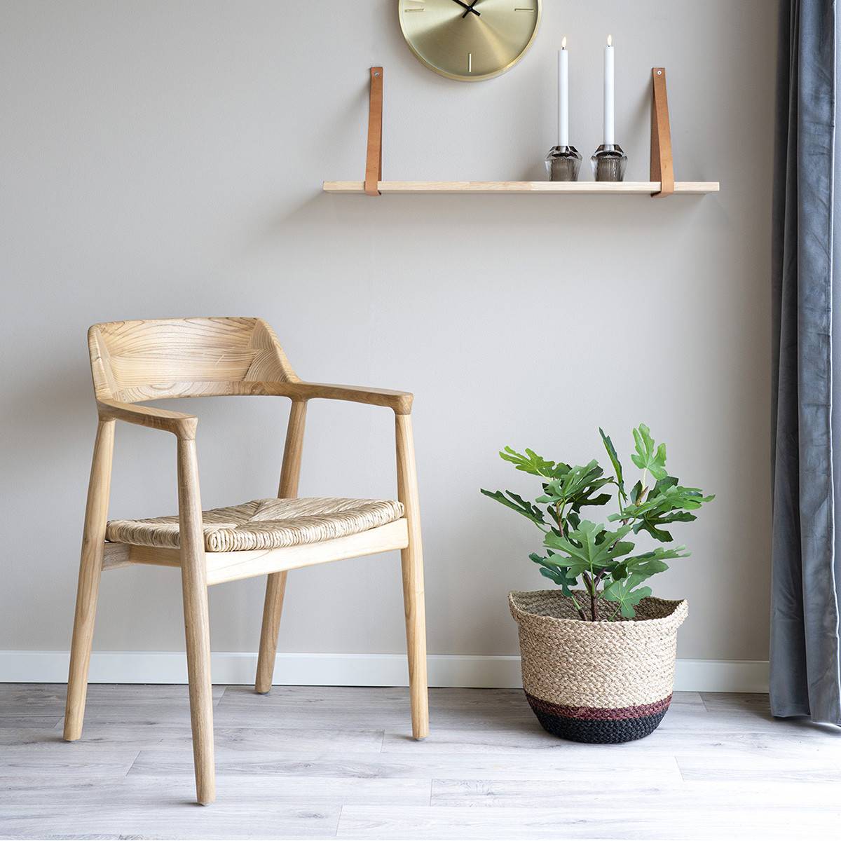 Lot de 6 chaises blanche chêne massif assise paille Sculpter à la main Artisanat