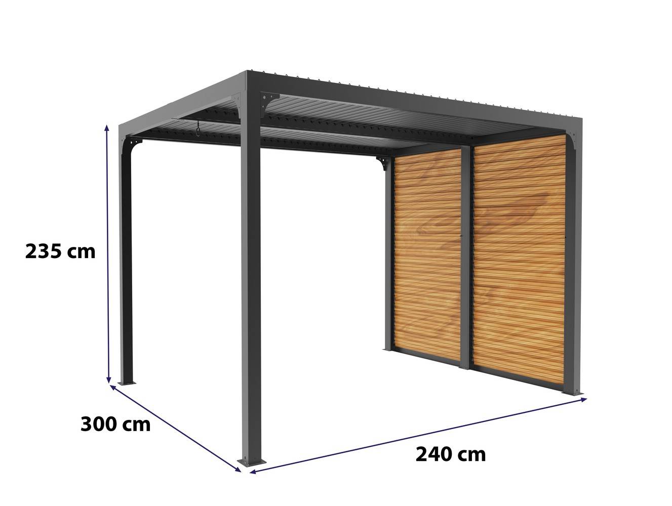 Habrita - Pergola bioclimatique ALUMINIUM 7,20 m² - gris anthracite - ventelles latérales Habrita - Image 2