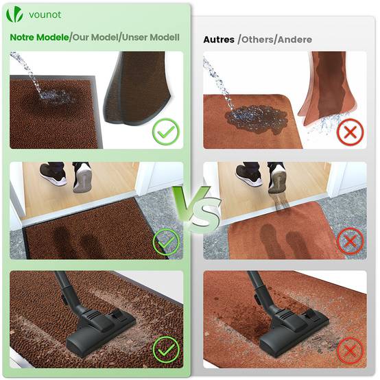 VOUNOT® Lot de 2 Tapis de porte paillasson d'entrée 60x90cm beige - antidérapant antipoussière imperméable lavable - Maison VOUNOT® Lot de 2 Tapis de porte paillasson d'entrée 60x90cm beige - antidérapant antipoussière imperméable lavable - Maison