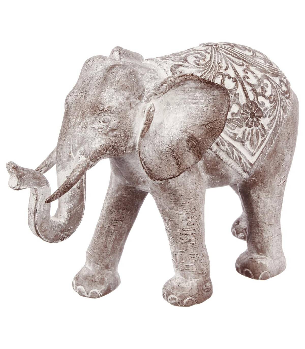 Éléphant décoratif en Résine effet blanchi H 30 cm - Imagen 1