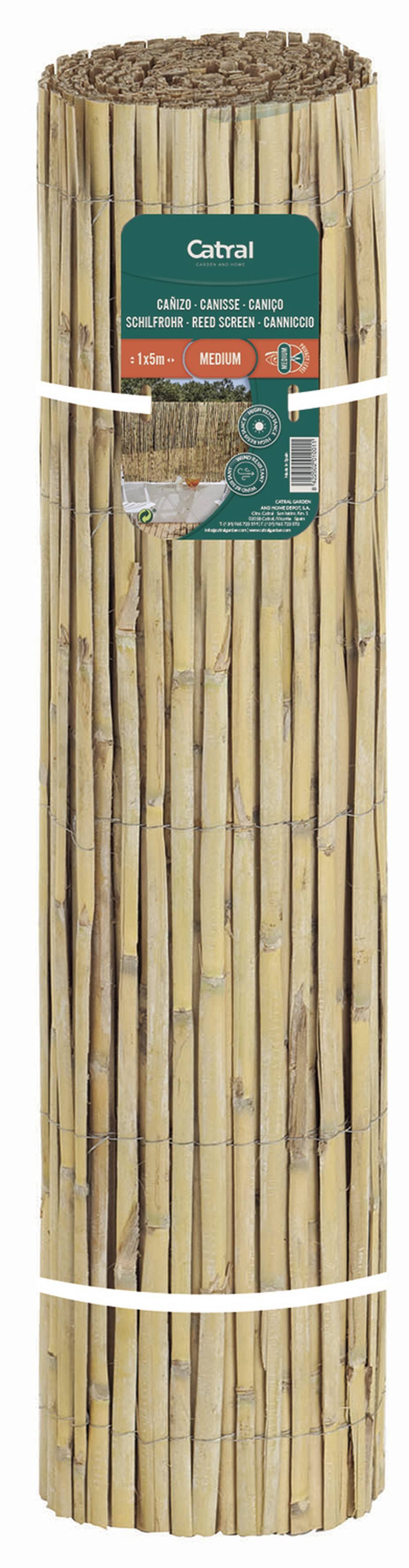 Nortène - Cañizo de cañas partidas, tallos medianos - Natural - 1x5m Nortene