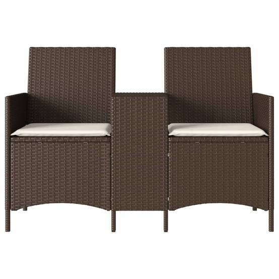 Canapé de jardin | Canapé D'extérieur | Sofa De Jardin 2 places avec table et coussins résine tressée Maison Chic - Image 4