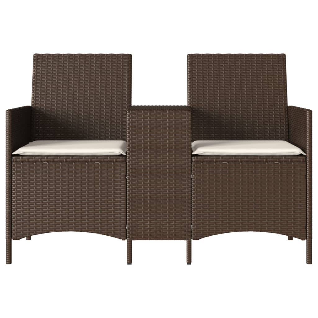 Canapé de jardin | Canapé D'extérieur | Sofa De Jardin 2 places avec table et coussins résine tressée Maison Chic - Image 4