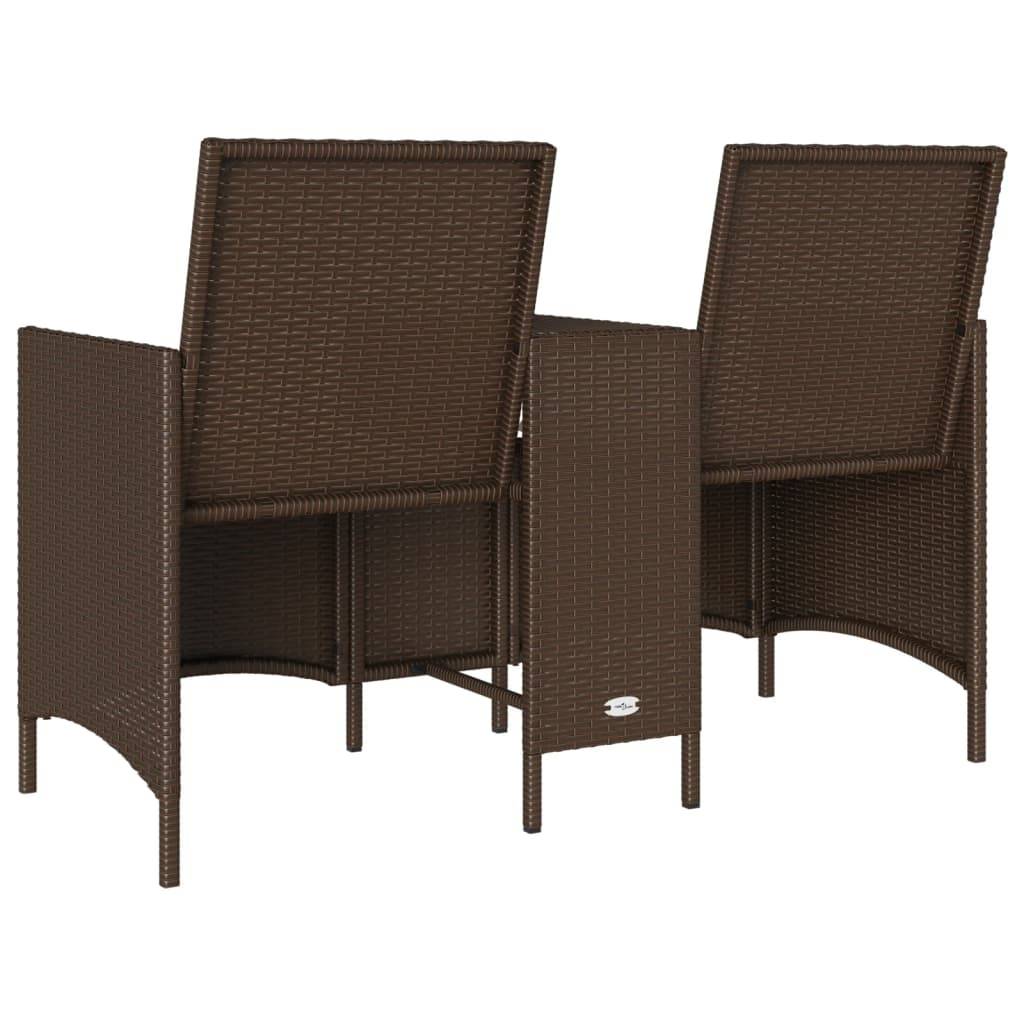 Canapé de jardin | Canapé D'extérieur | Sofa De Jardin 2 places avec table et coussins résine tressée Maison Chic - Image 6