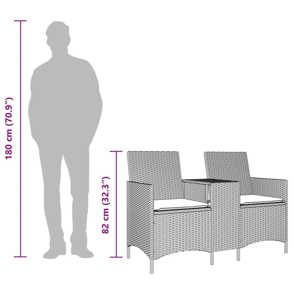 Canapé de jardin | Canapé D'extérieur | Sofa De Jardin 2 places avec table et coussins résine tressée Maison Chic - Image 9