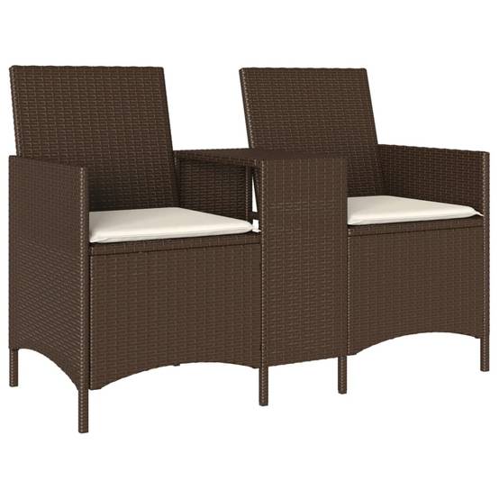 Canapé de jardin | Canapé D'extérieur | Sofa De Jardin 2 places avec table et coussins résine tressée Maison Chic - Image 1