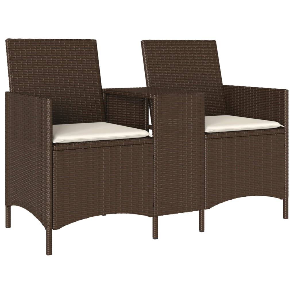 Canapé de jardin | Canapé D'extérieur | Sofa De Jardin 2 places avec table et coussins résine tressée Maison Chic - Image 1