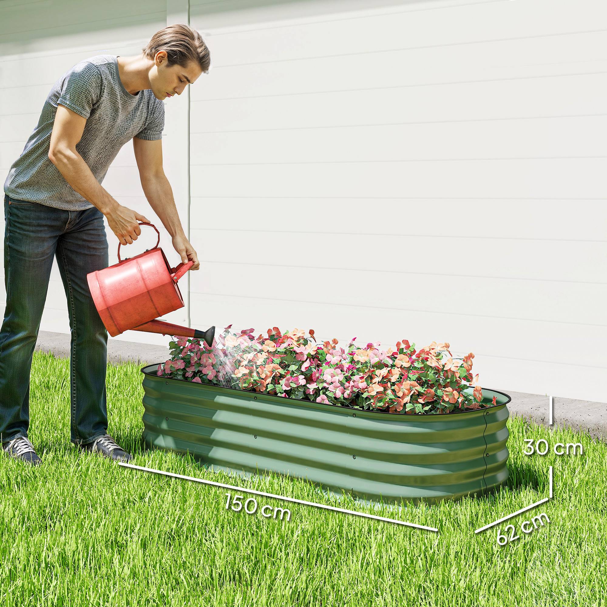 PANGIVO - Carré potager acier vert 150 x 62 x 30 cm - PANGIVO - Image 5