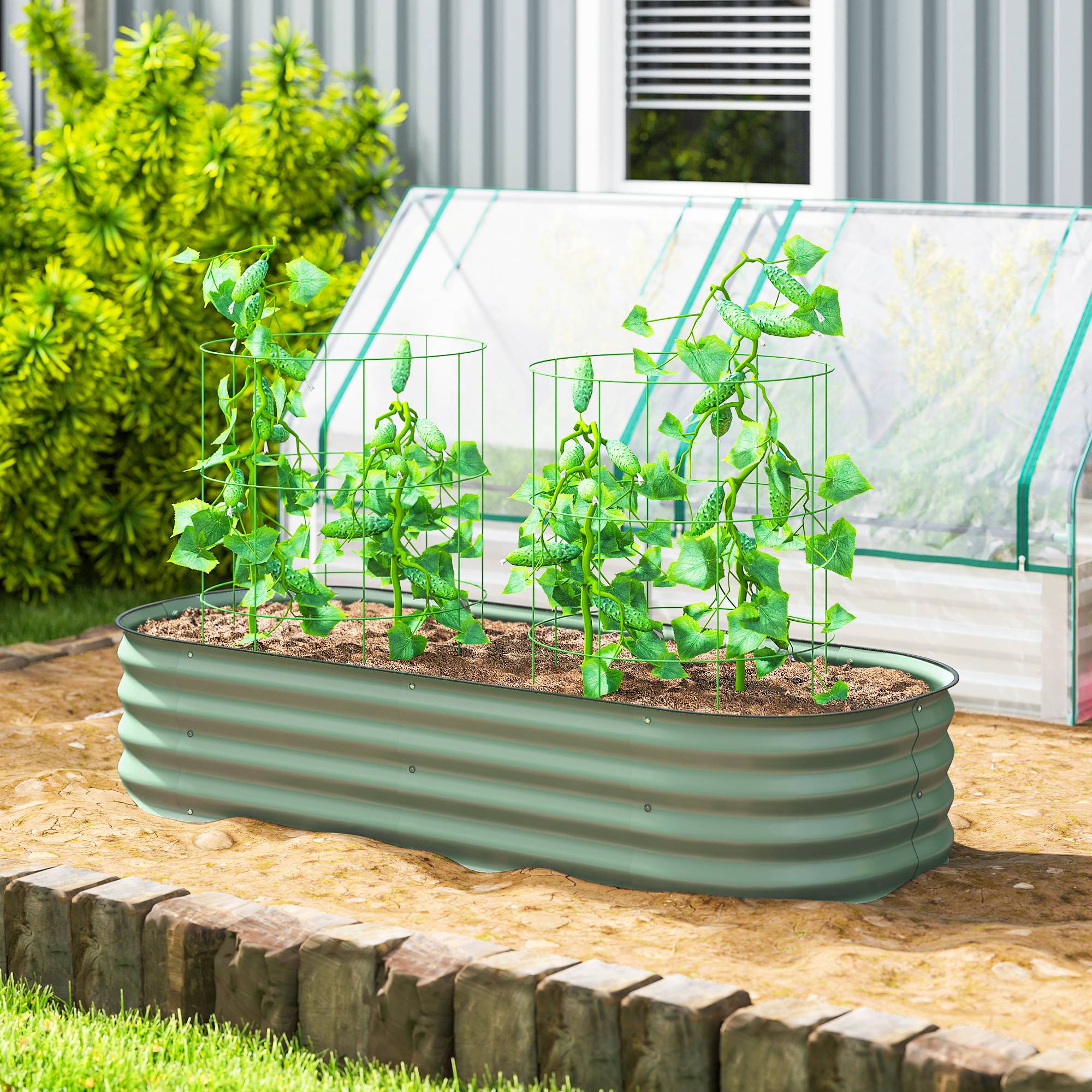 PANGIVO - Carré potager acier vert 150 x 62 x 30 cm - PANGIVO - Image 3