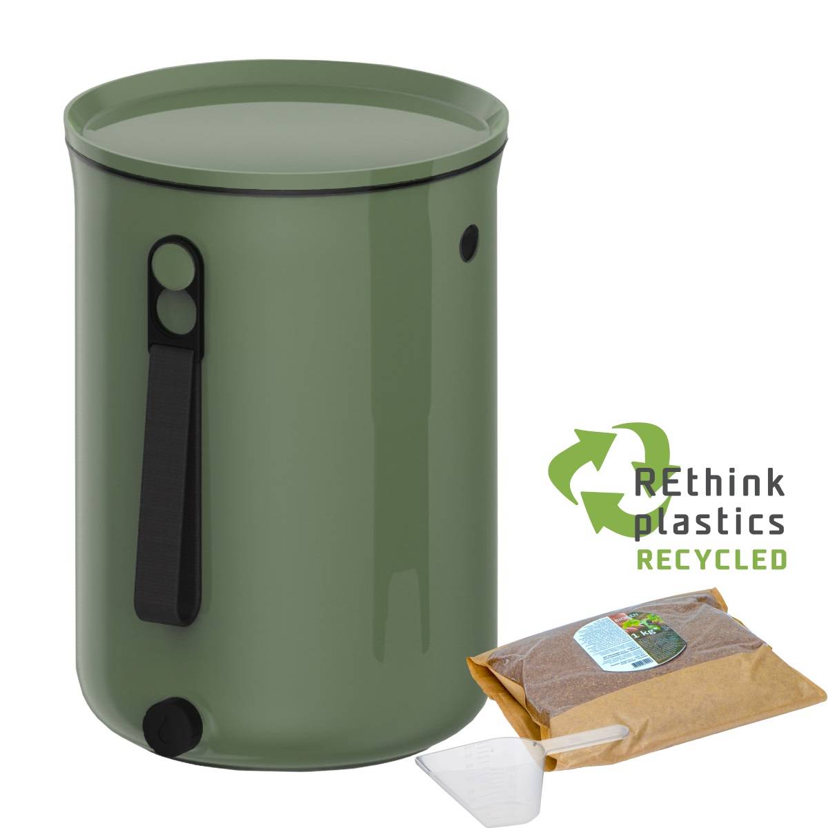 Composteur Bokashi en Plastique recyclé,vert, 9,6l+1 kg d'activateur - Imagen 1