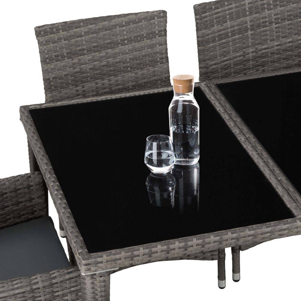 Helloshop26 - Salon de jardin rotin résine tressé synthétique 8 places avec 2 sets de housses + housse de protection gris - Imagen 4