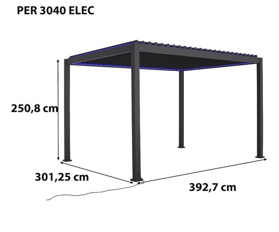 Habrita - Pergola bioclimatique autoportante - Aluminium thermolaqué - Lames orientables motorisées - Rubans LED - 11,83 m² Habrita - Image 2