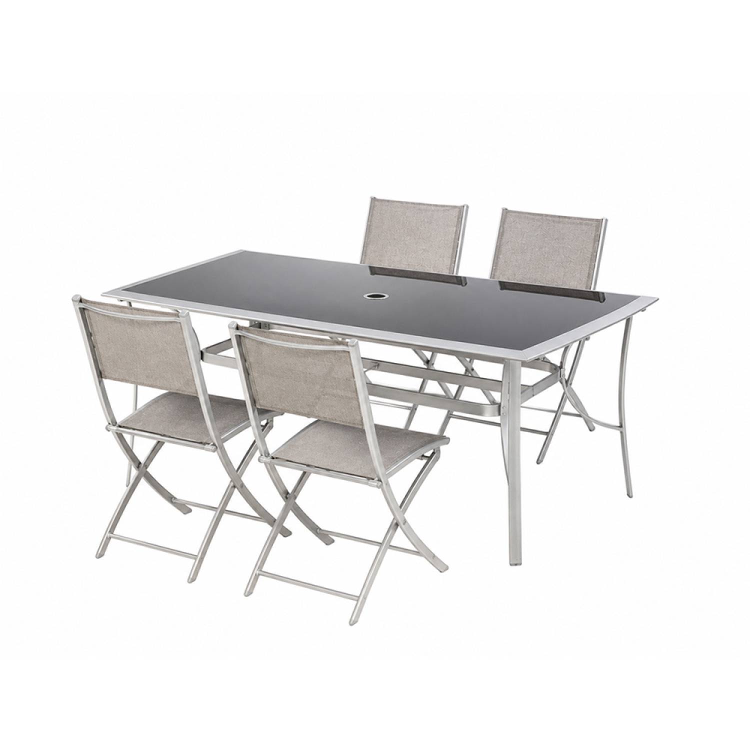 Ensemble de jardin table 150 cm + lot de 4 chaises pliantes ALASSIO - Image 1