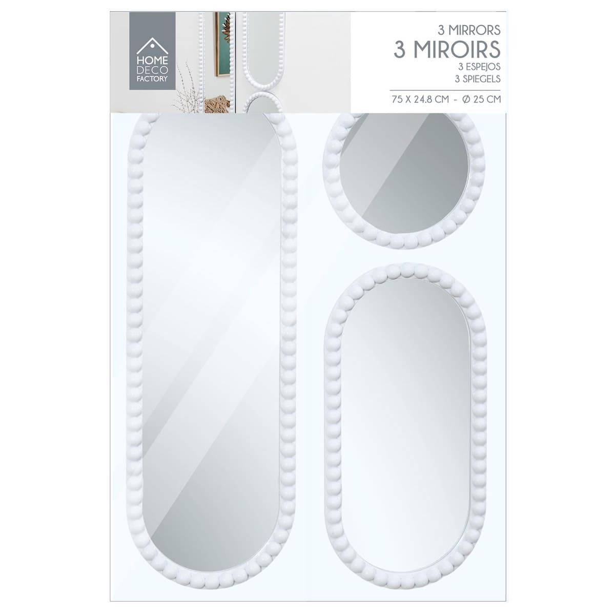 ALTOBUY - Lot de 3 Miroirs Blanc 75x25 cm / 50x25 cm / Ø25 cm - - TORIS - Image 4