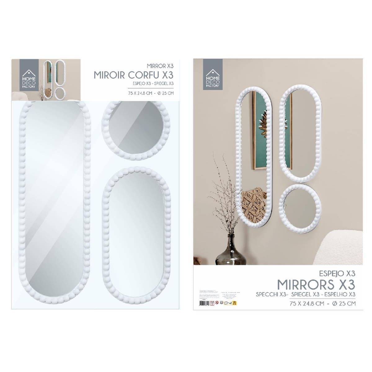 ALTOBUY - Lot de 3 Miroirs Blanc 75x25 cm / 50x25 cm / Ø25 cm - - TORIS - Image 6