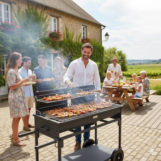 Le Marquier - BARBECUE XL DOUBLE FOYERS AVEC CHARIOT - Image 2