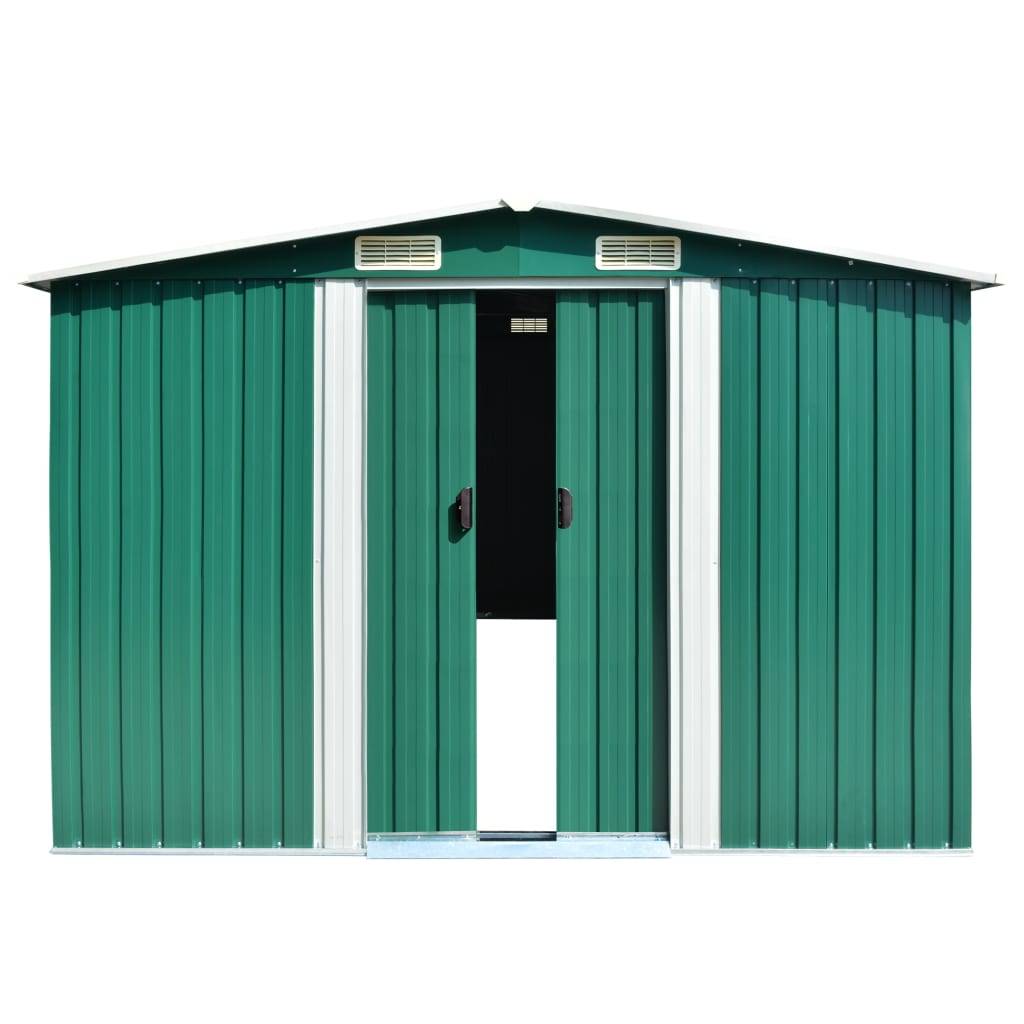 Helloshop26 - Abri de jardin cabane cabanon maison de stockage remise extérieur hangar outils robuste 257 x 580 x 181 cm métal vert - Imagen 2