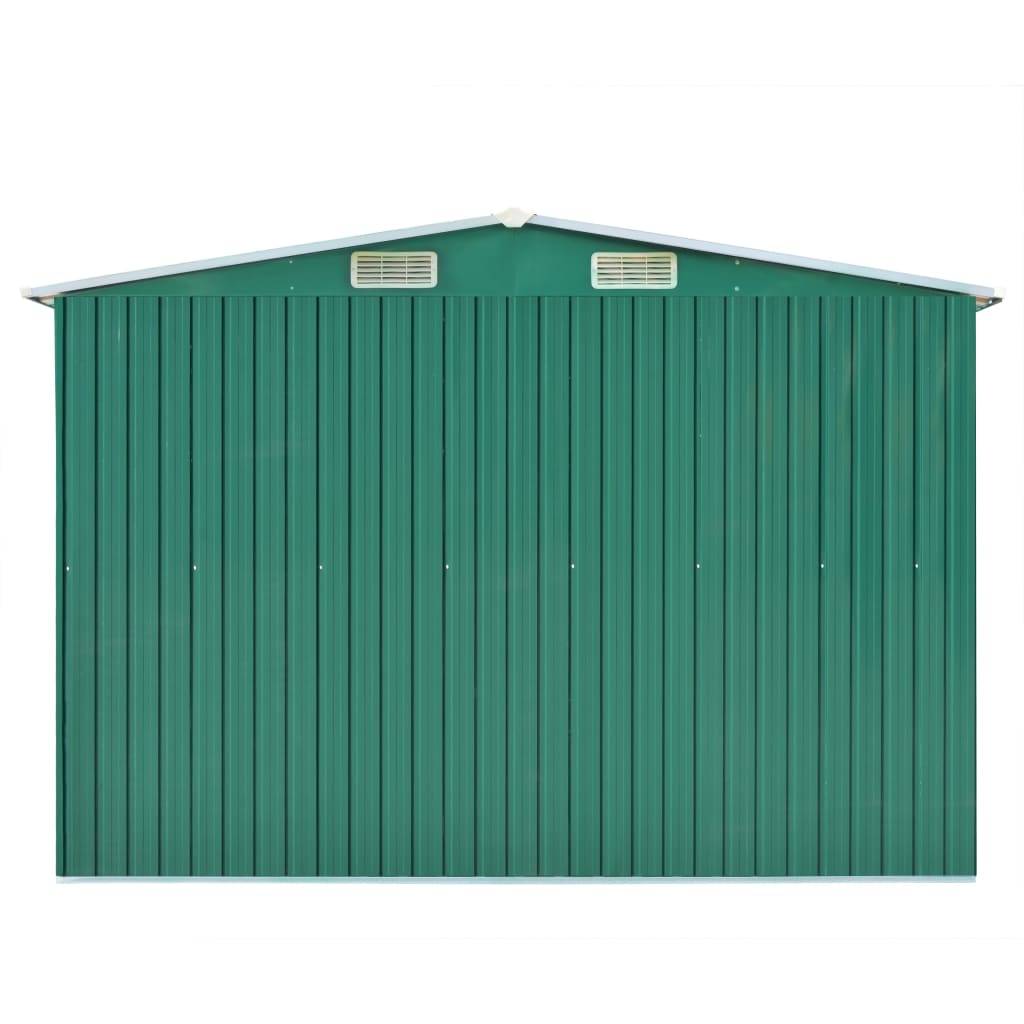 Helloshop26 - Abri de jardin cabane cabanon maison de stockage remise extérieur hangar outils robuste 257 x 580 x 181 cm métal vert - Imagen 3