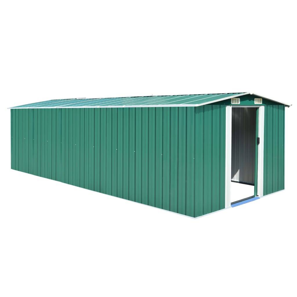 Helloshop26 - Abri de jardin cabane cabanon maison de stockage remise extérieur hangar outils robuste 257 x 580 x 181 cm métal vert - Imagen 1