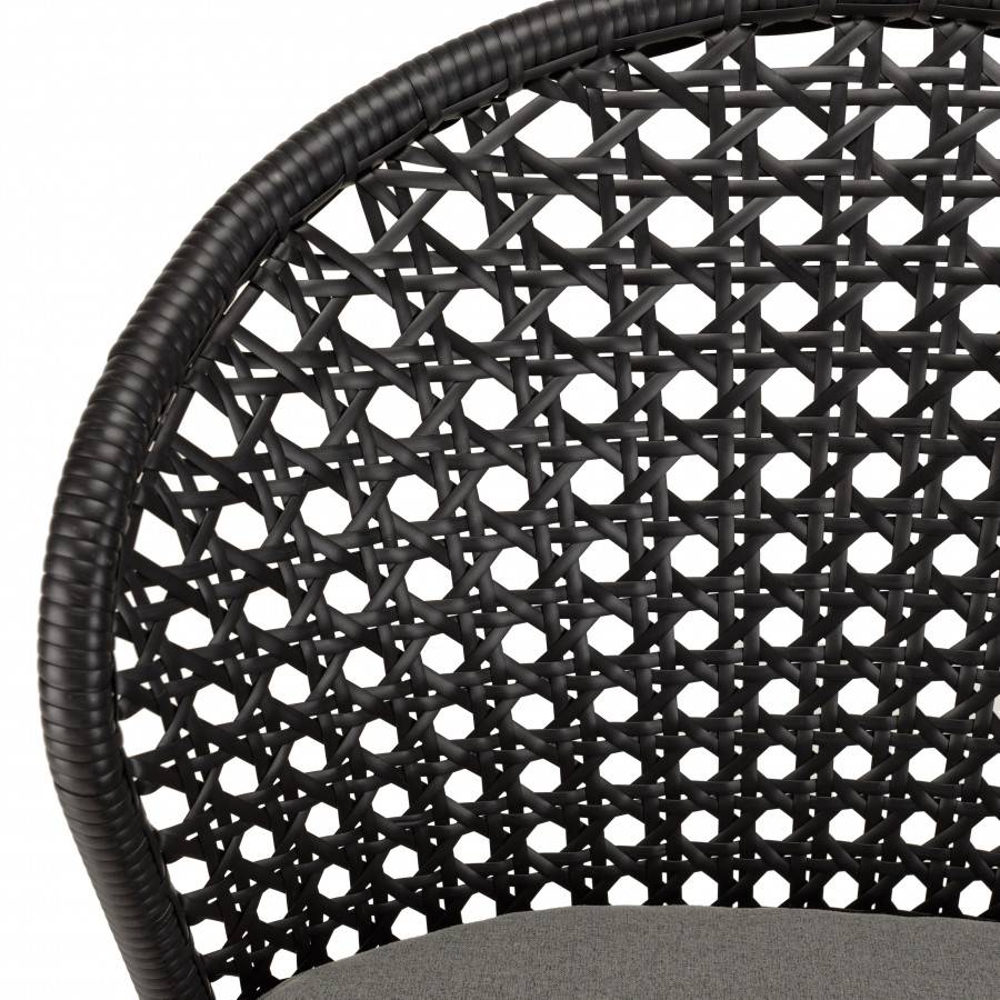 Macabane - MALO - SALON DE JARDIN 4 PERS. - 1 Table ronde 120x120cm et 4 chaises noires et grises - Imagen 9