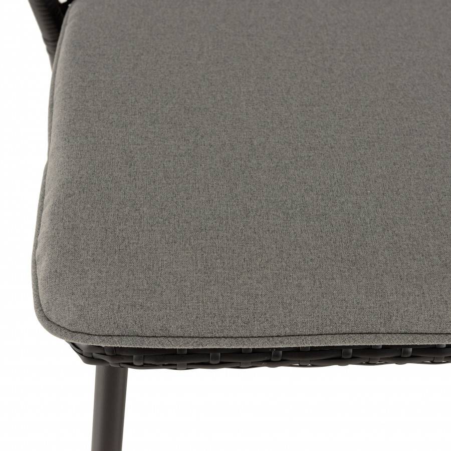 Macabane - MALO - SALON DE JARDIN 4 PERS. - 1 Table ronde 120x120cm et 4 chaises noires et grises - Imagen 10