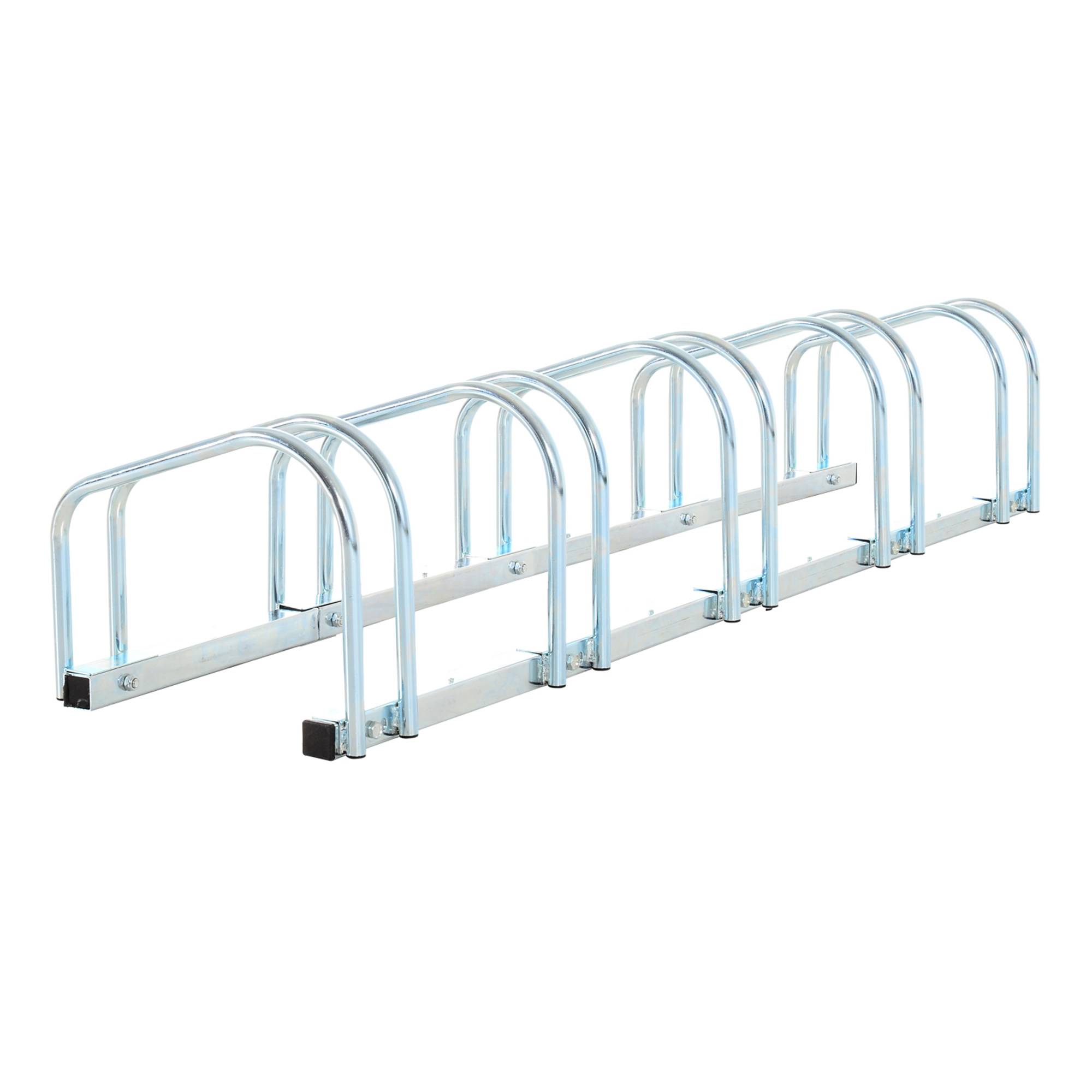 Support à vélos pour 5 vélos, pour intérieur et extérieur, 145 x 33 x 27 cm, argent - Image 1