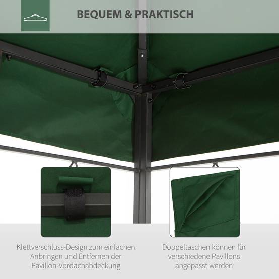 Toile de rechange pour tonnelle polyester jardin imperméable 3x4m vert - ComfortXL Outdoor Living - Image 7