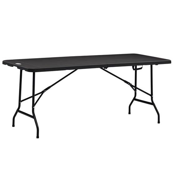 Sans Marque - Table d'extérieur, table de jardin, pour 6 personnes, pliable, aspect bois, gris foncé, 180 x 75,5 x 73 cm - Image 1