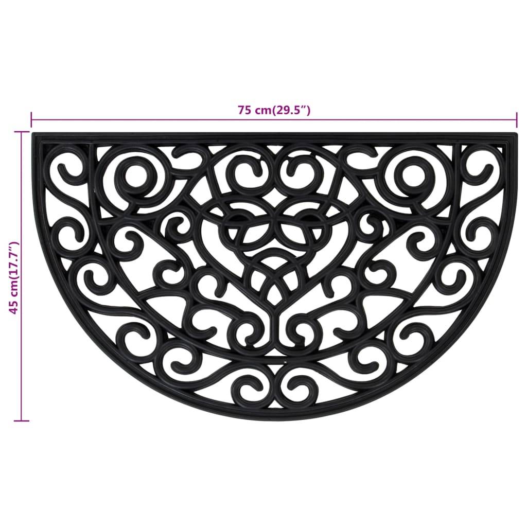 Helloshop26 - Tapis de porte demi-rond 45 x 75 cm antidérapant durable intérieur extérieur en caoutchouc noir - Image 5