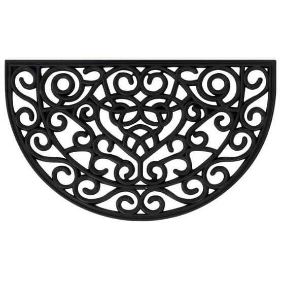Helloshop26 - Tapis de porte demi-rond 45 x 75 cm antidérapant durable intérieur extérieur en caoutchouc noir - Image 1