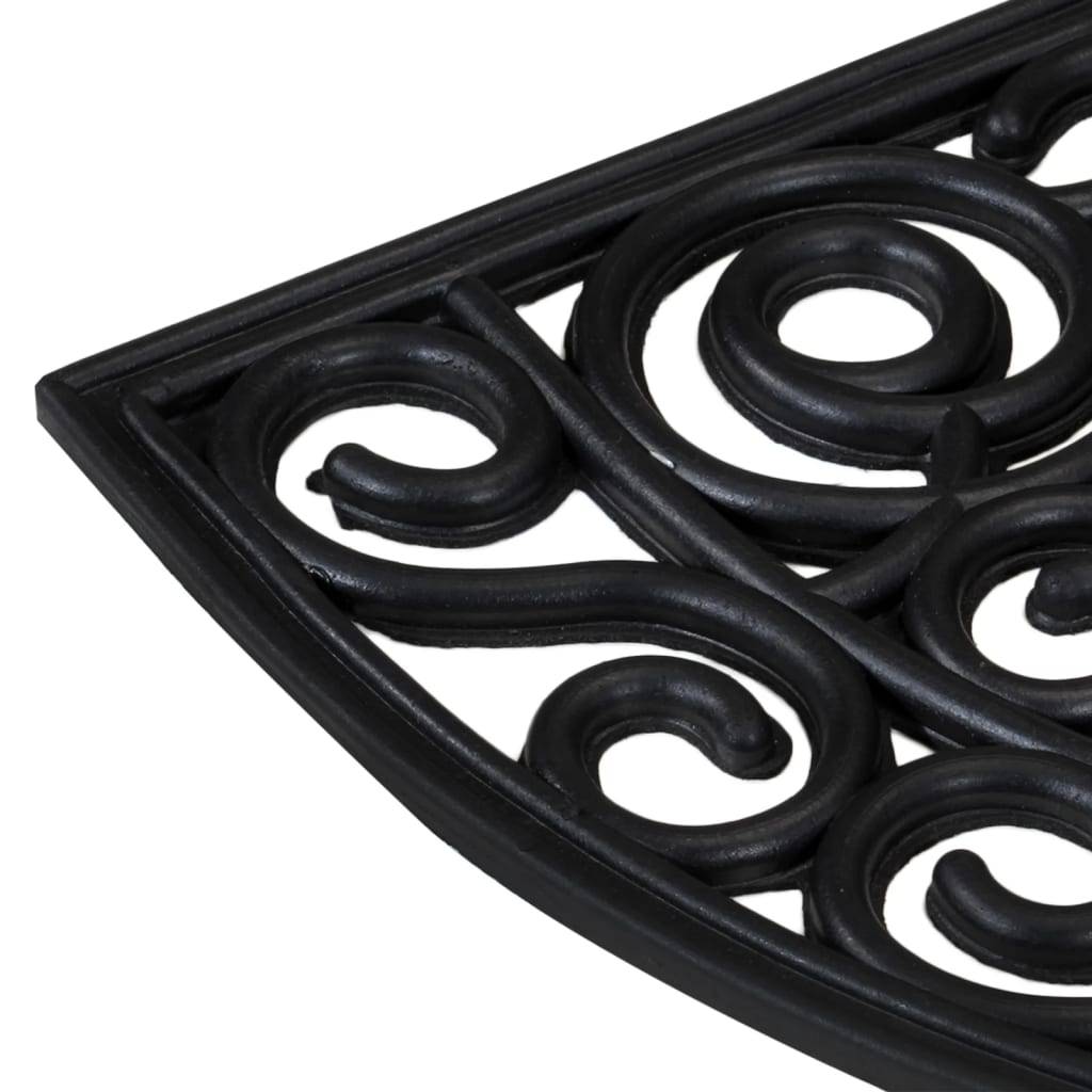 Helloshop26 - Tapis de porte demi-rond 45 x 75 cm antidérapant durable intérieur extérieur en caoutchouc noir - Image 4