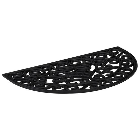 Helloshop26 - Tapis de porte demi-rond 45 x 75 cm antidérapant durable intérieur extérieur en caoutchouc noir - Image 2