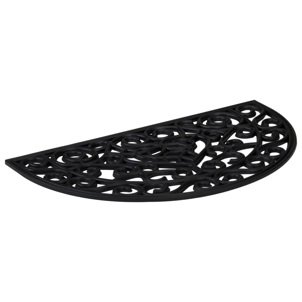 Helloshop26 - Tapis de porte demi-rond 45 x 75 cm antidérapant durable intérieur extérieur en caoutchouc noir - Image 2