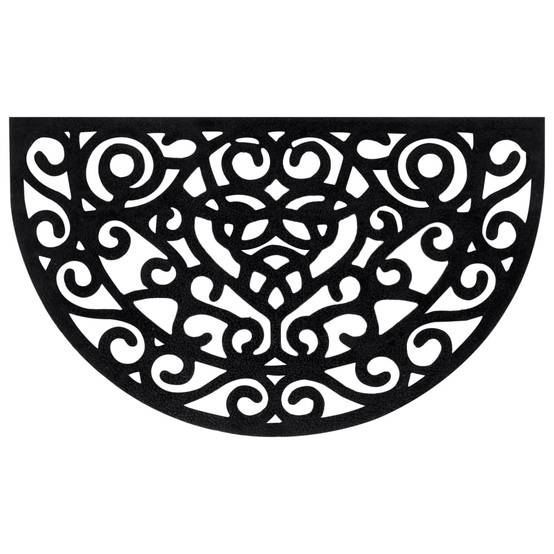 Helloshop26 - Tapis de porte demi-rond 45 x 75 cm antidérapant durable intérieur extérieur en caoutchouc noir - Image 3