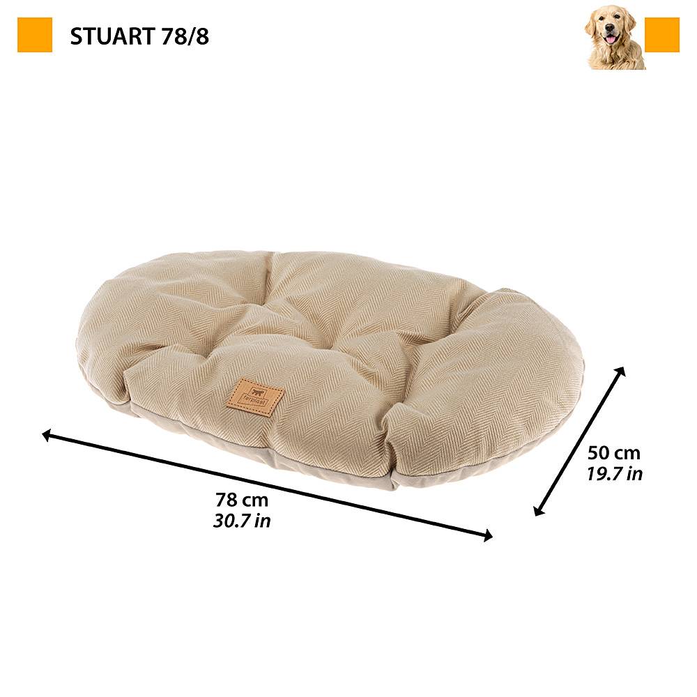 Ferplast - Coussin pour chiens et chats STUART 78/8, double-face, tweed, velours doux, lavable, Beige - Imagen 2