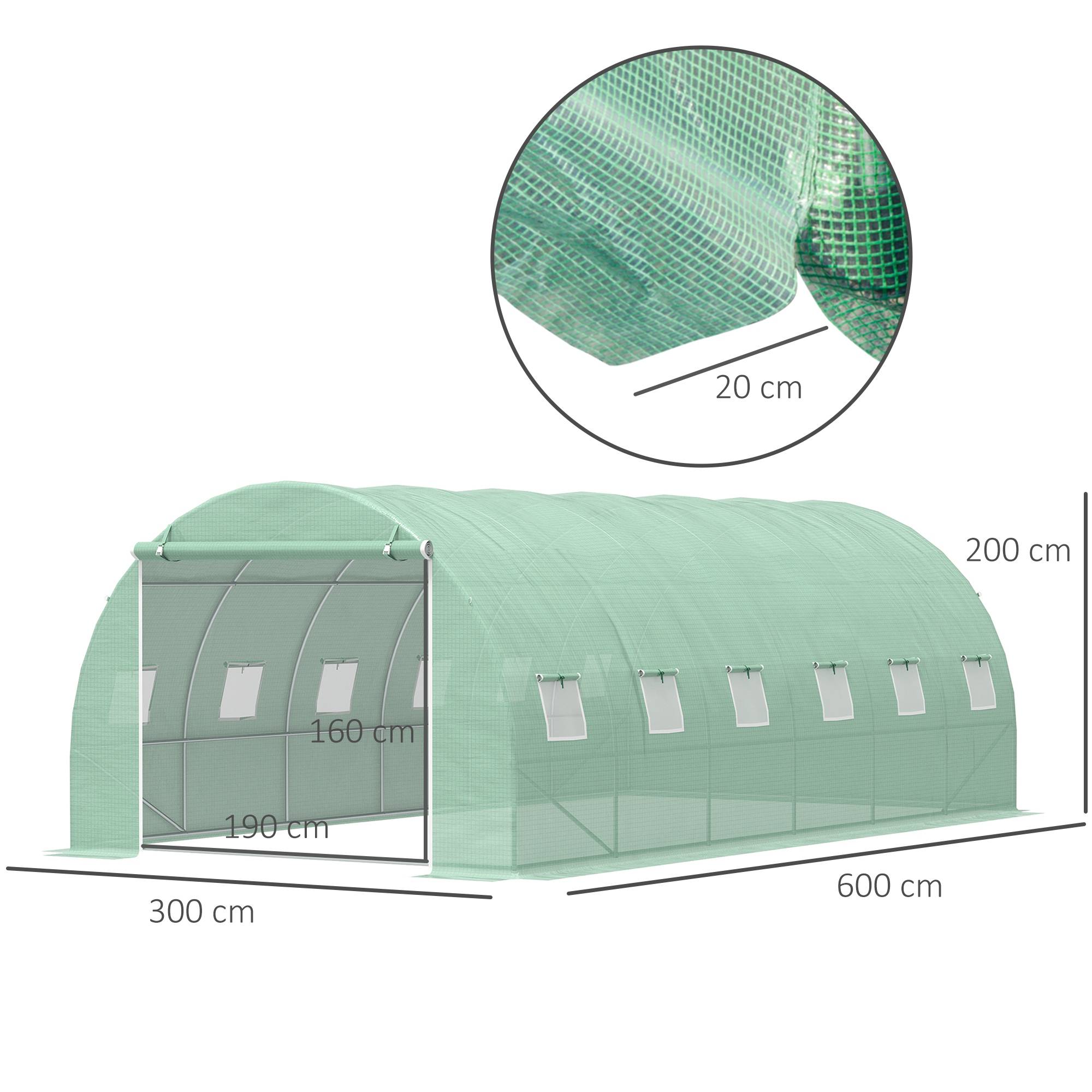 Serre de Culture Tunnel 18m² Acier Galvanisé et Bâche PE 12 Fenêtres 6x3x2 m Vert - ComfortXL Outdoor Living - Image 5