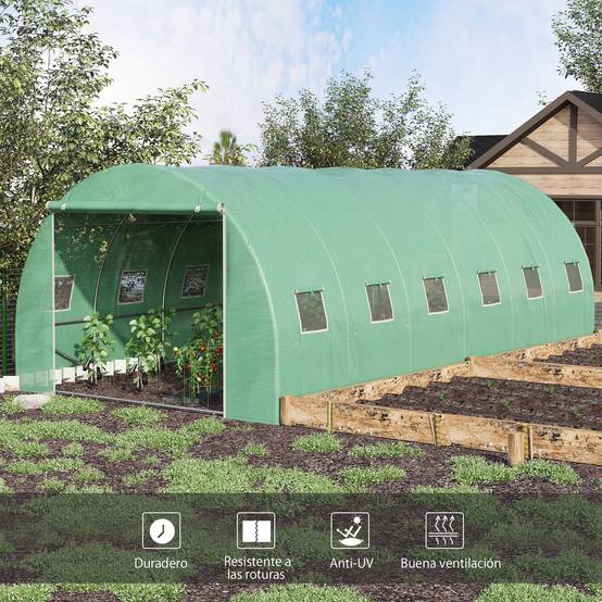 Serre de Culture Tunnel 18m² Acier Galvanisé et Bâche PE 12 Fenêtres 6x3x2 m Vert - ComfortXL Outdoor Living - Image 8