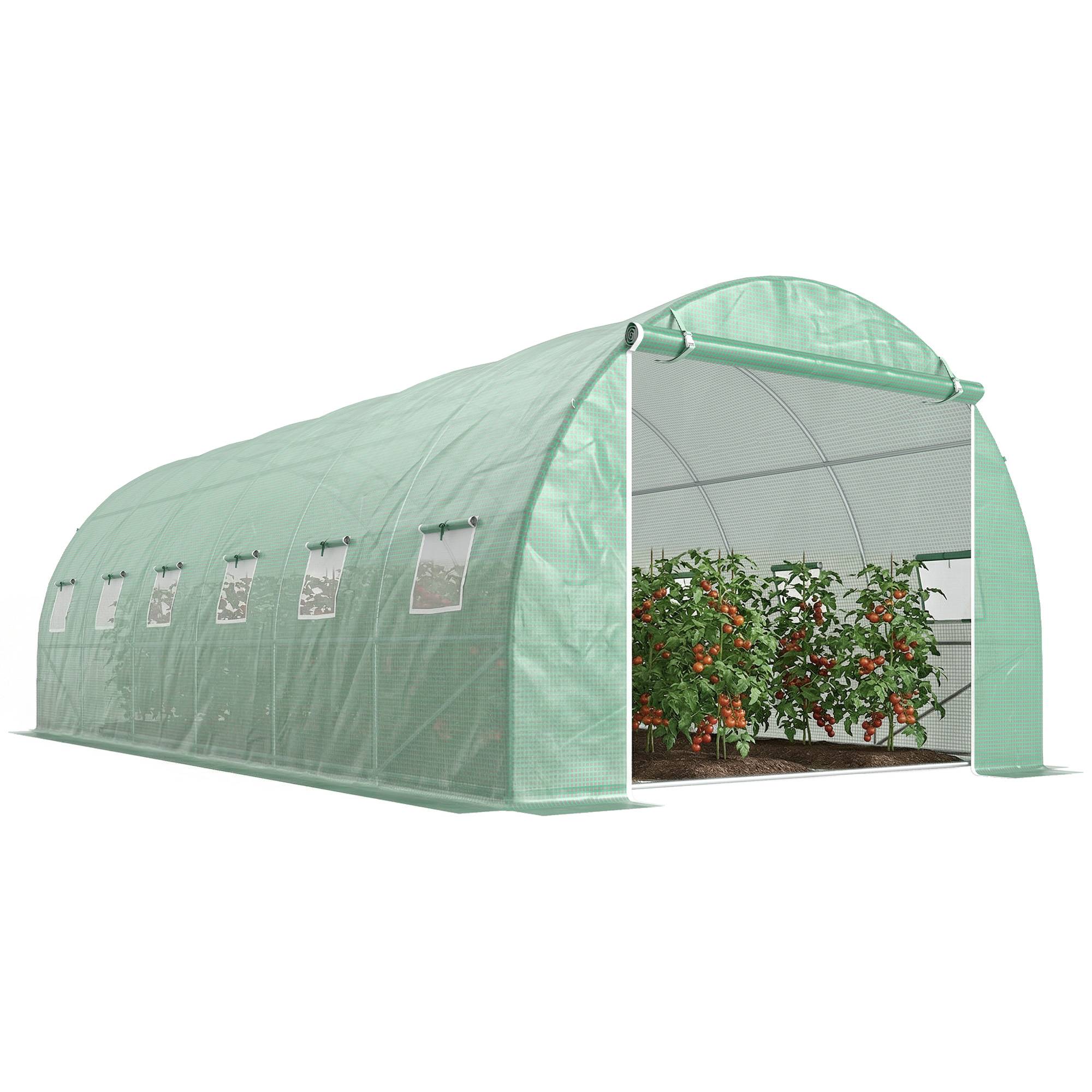 Serre de Culture Tunnel 18m² Acier Galvanisé et Bâche PE 12 Fenêtres 6x3x2 m Vert - ComfortXL Outdoor Living - Image 1