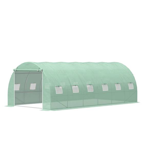 Serre de Culture Tunnel 18m² Acier Galvanisé et Bâche PE 12 Fenêtres 6x3x2 m Vert - ComfortXL Outdoor Living - Image 2