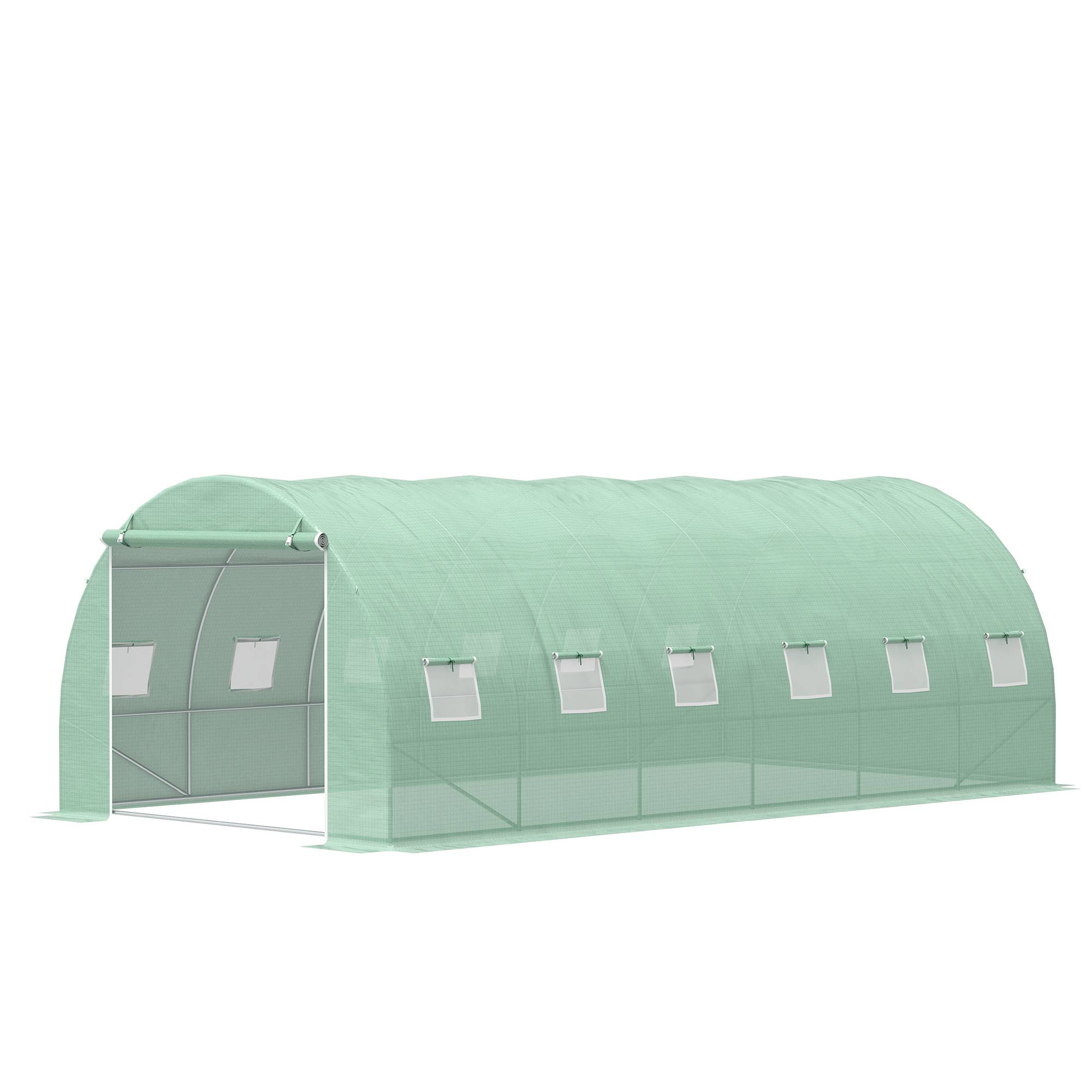 Serre de Culture Tunnel 18m² Acier Galvanisé et Bâche PE 12 Fenêtres 6x3x2 m Vert - ComfortXL Outdoor Living - Image 2